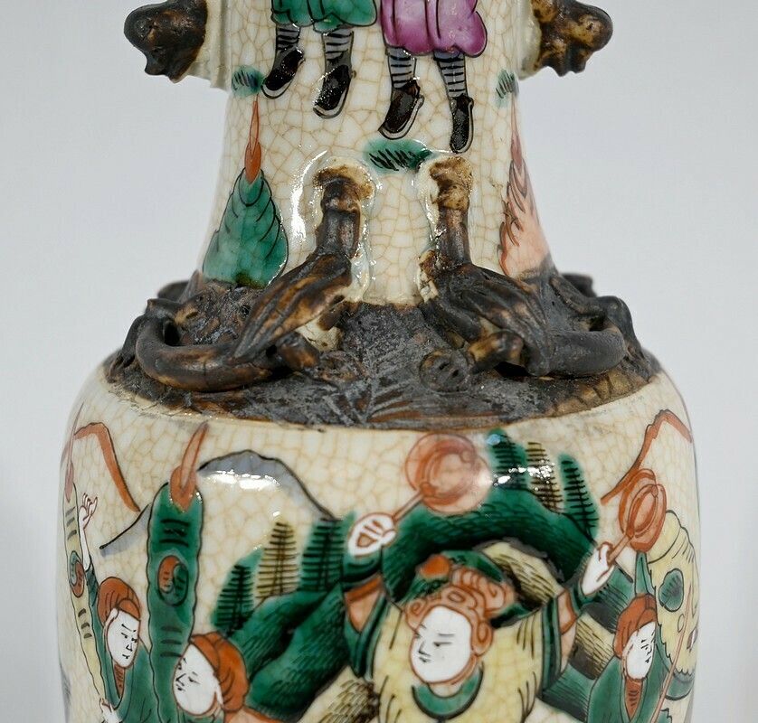 1025.88 Pair Of Nanjing Porcelain Vases, China   Late 19th Century photo