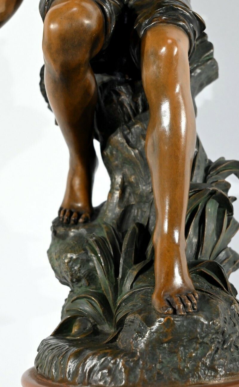 photo vinterior Important Spelter "The Angler", Signed S.Kindsburger   Early 20th Century