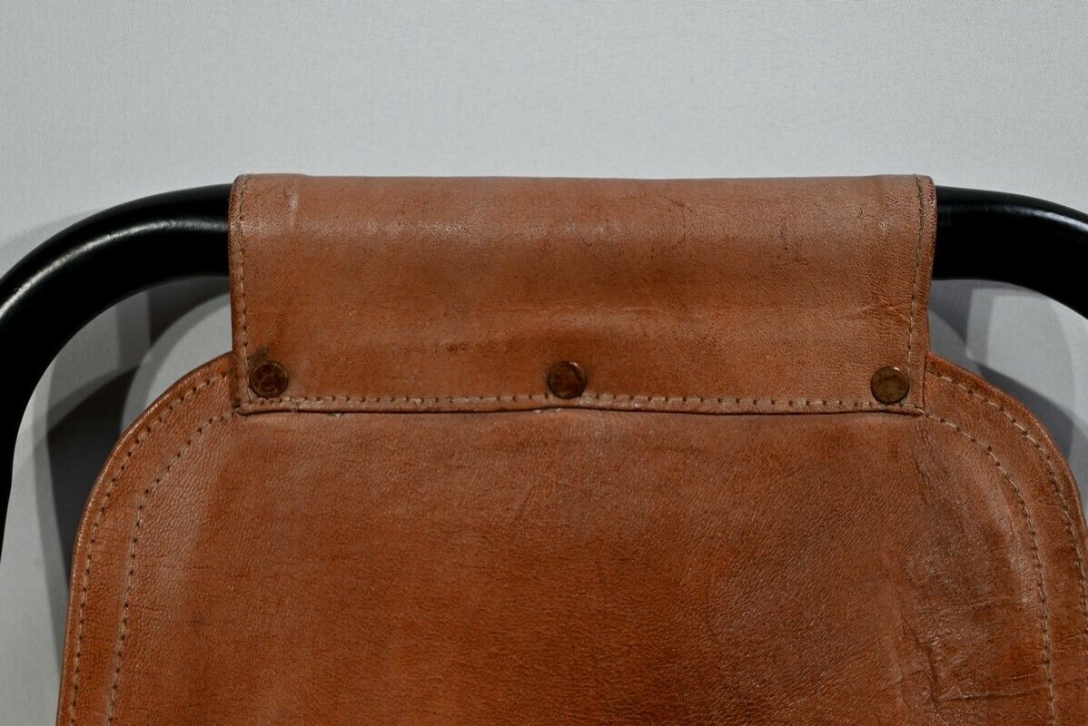 photo for sale Pair Of Metal And Leather Chairs, After C. Perriand For Les Arcs – 1960