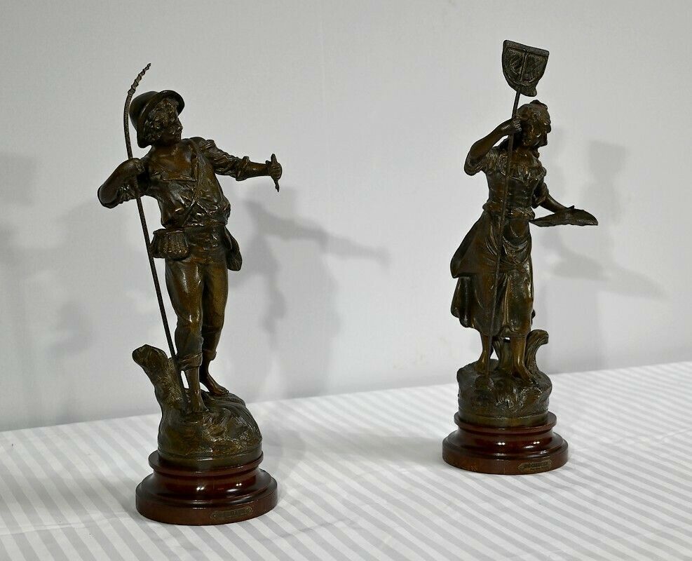 Pair Of Regulates Subjects "The Fisherman And The Fisherwoman", By G.Maxim   Early 20th Century photo furniture