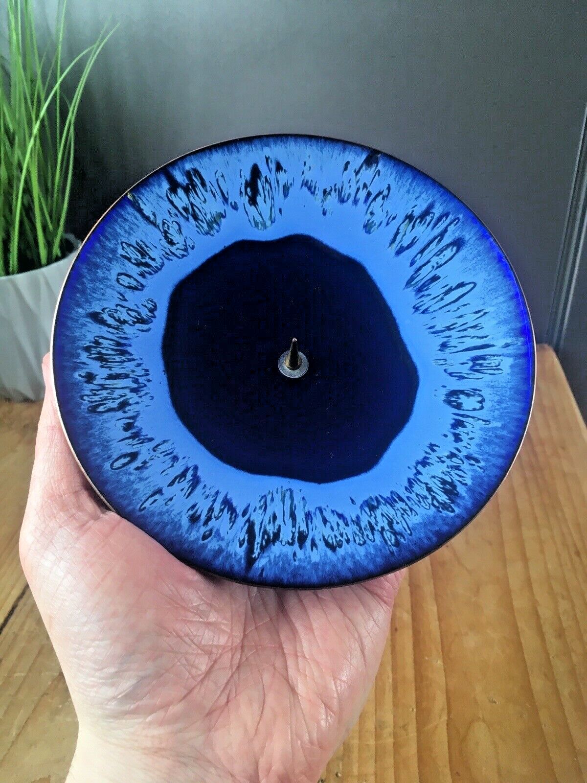 Mid Century Modern Fischland 60s Enamel Eyeball Dish Spike Candle Holder Vintage photo vinterior