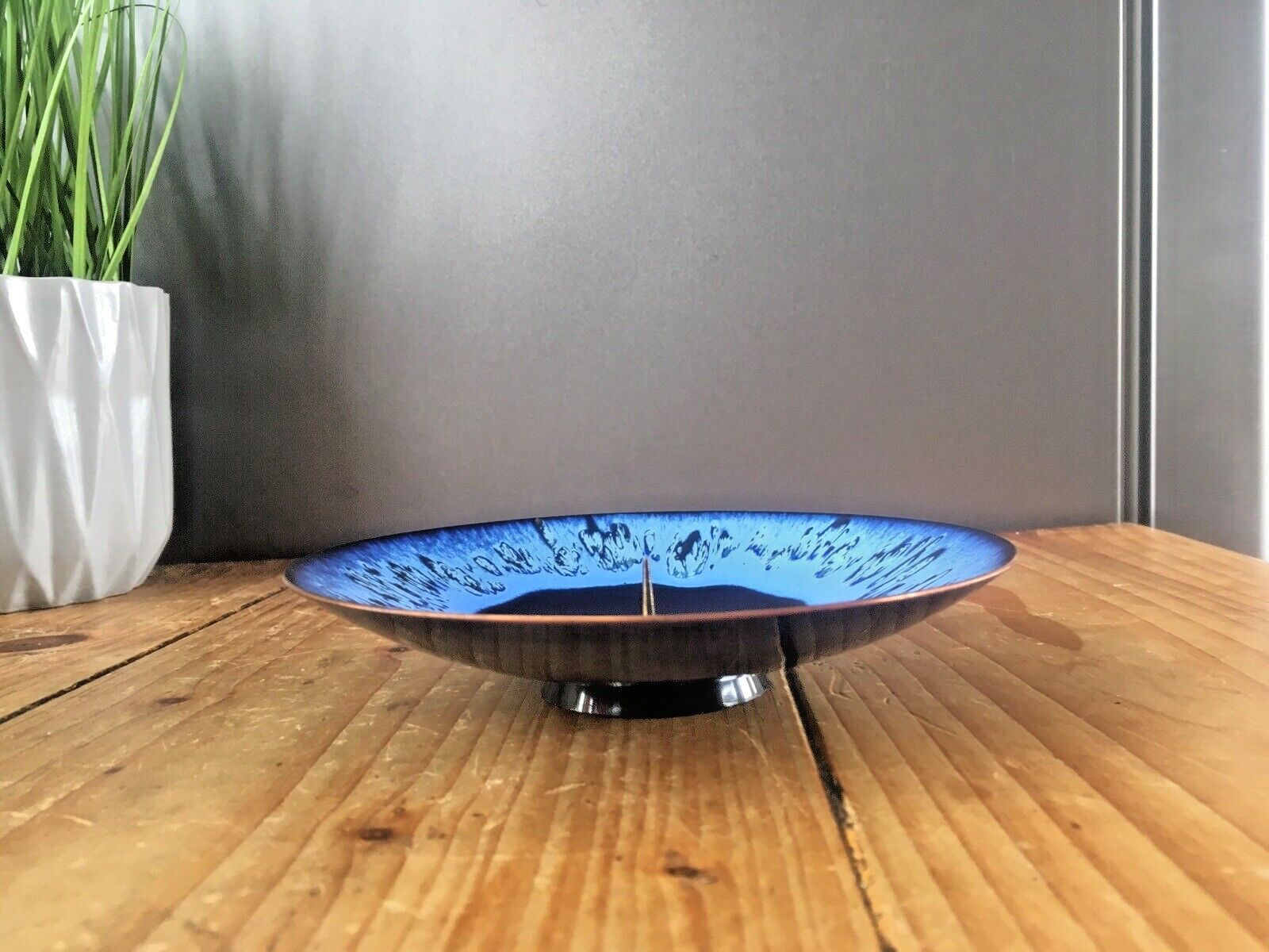 Mid Century Modern Fischland 60s Enamel Eyeball Dish Spike Candle Holder Vintage photo buy