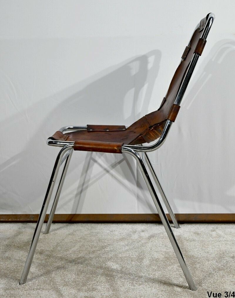 photo vintage Chair In Metal And Leather, By C.Perriand For Les Arcs – 1960s