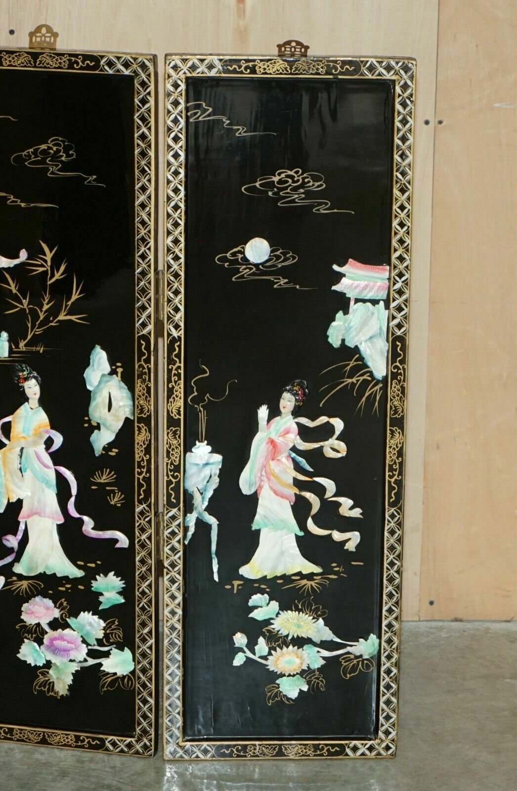 Rare & Collectable Antique Chinese Export Soapstone Folding Screen Room Divider photo vintage