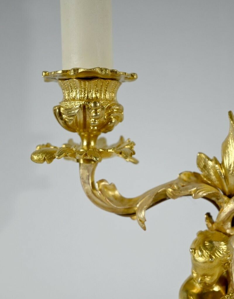 3646.2 Pair Of Gilt Bronze Candlesticks   Late 19th Century photo