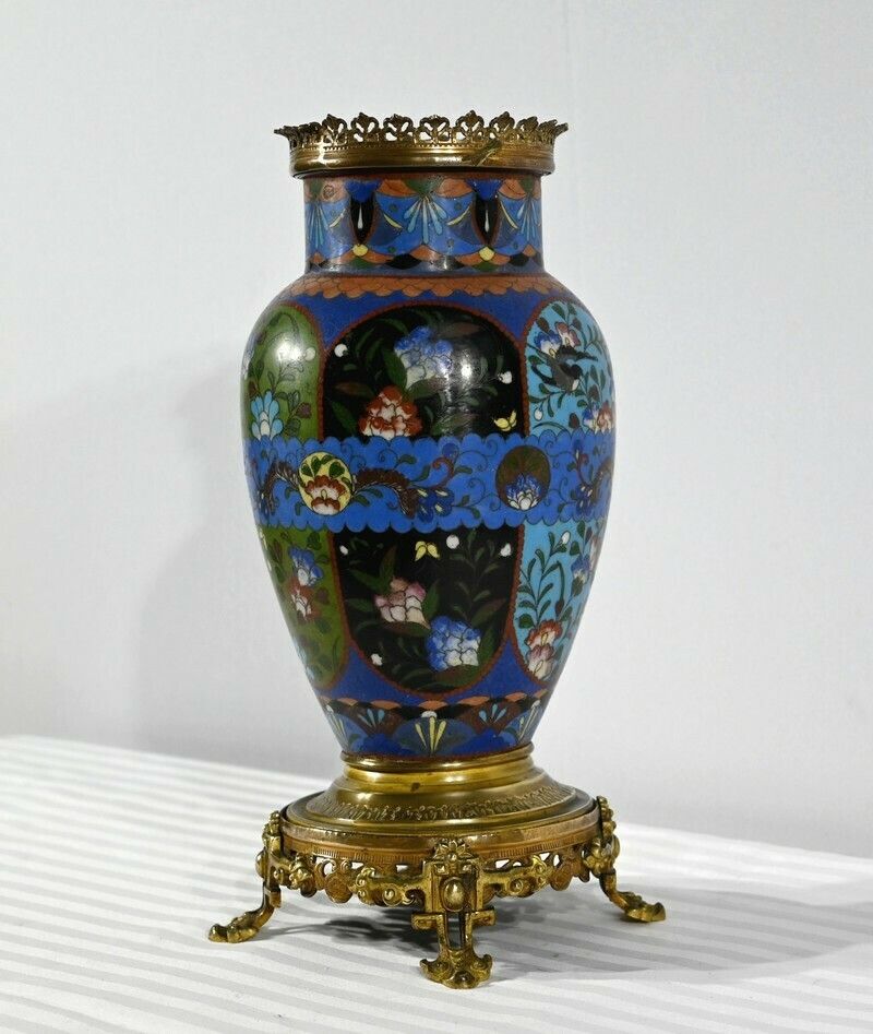 Vase In Gilt Bronze And Enamels   Late 19th Century photo for sale