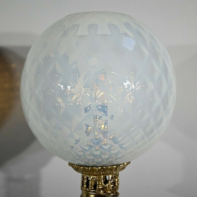 photo buy Pair Of Opaline And Bronze Lamps   Late 19th Century