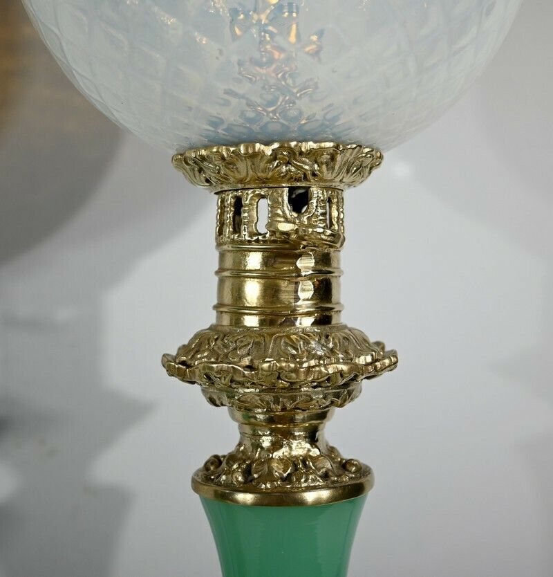 photo vintage Pair Of Opaline And Bronze Lamps   Late 19th Century