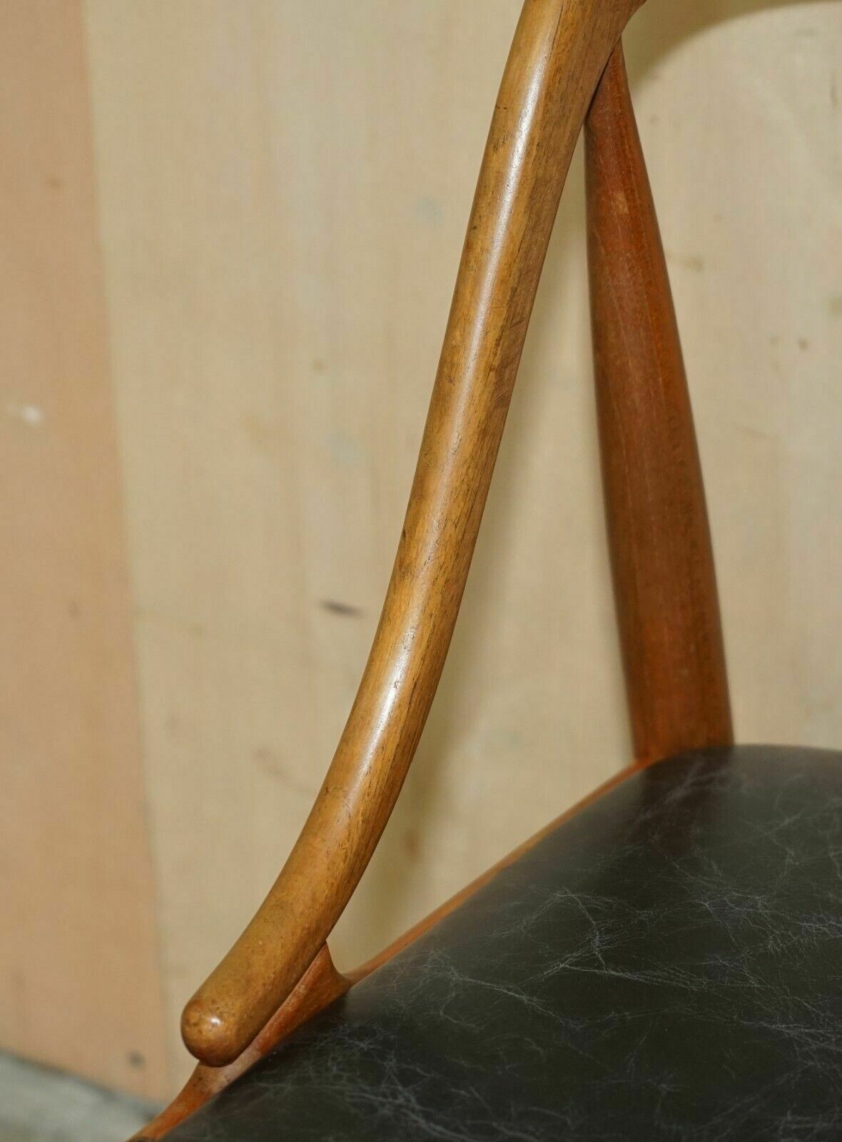 photo furniture Six Fully Restored Johannes Andersen Model 16 Uldum Dining Chairs Black Leather