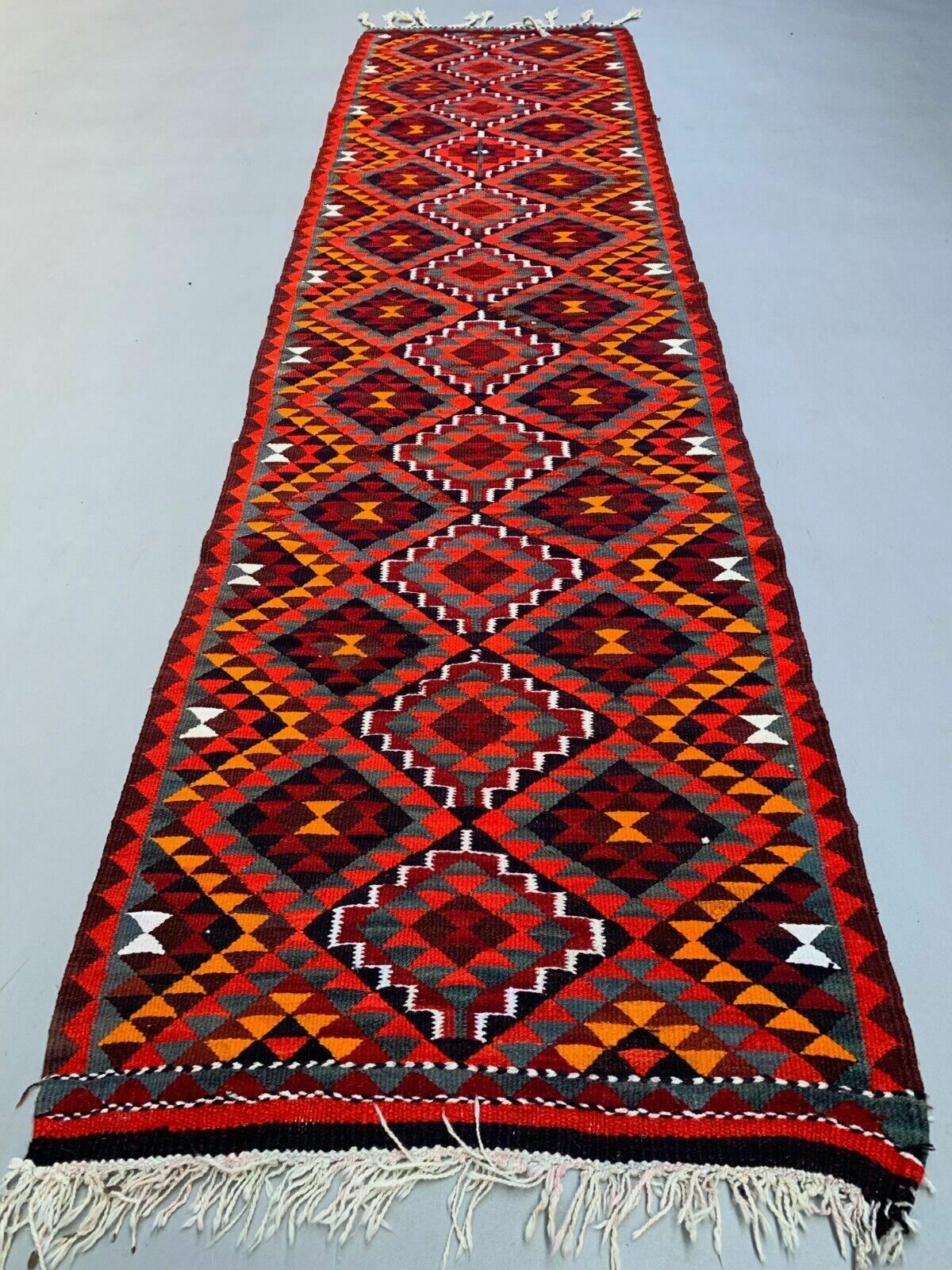 Old Turkish Kilim Runner, Vintage Kelim Rug, Long And Narrow photo furniture