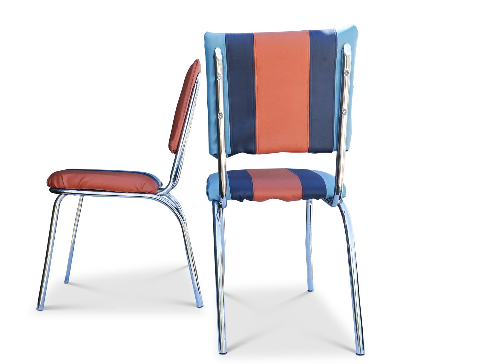 A Pair Of 1950's Retro Americana Chrome Diner Chairs Ol photo vinterior