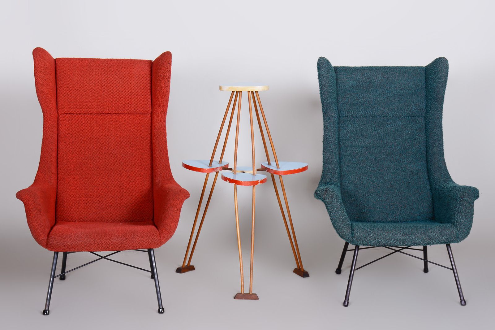 Unusual Restored Mid Century Flower Stand, Beech And Umakart, Czechia, 1950s photo vinterior