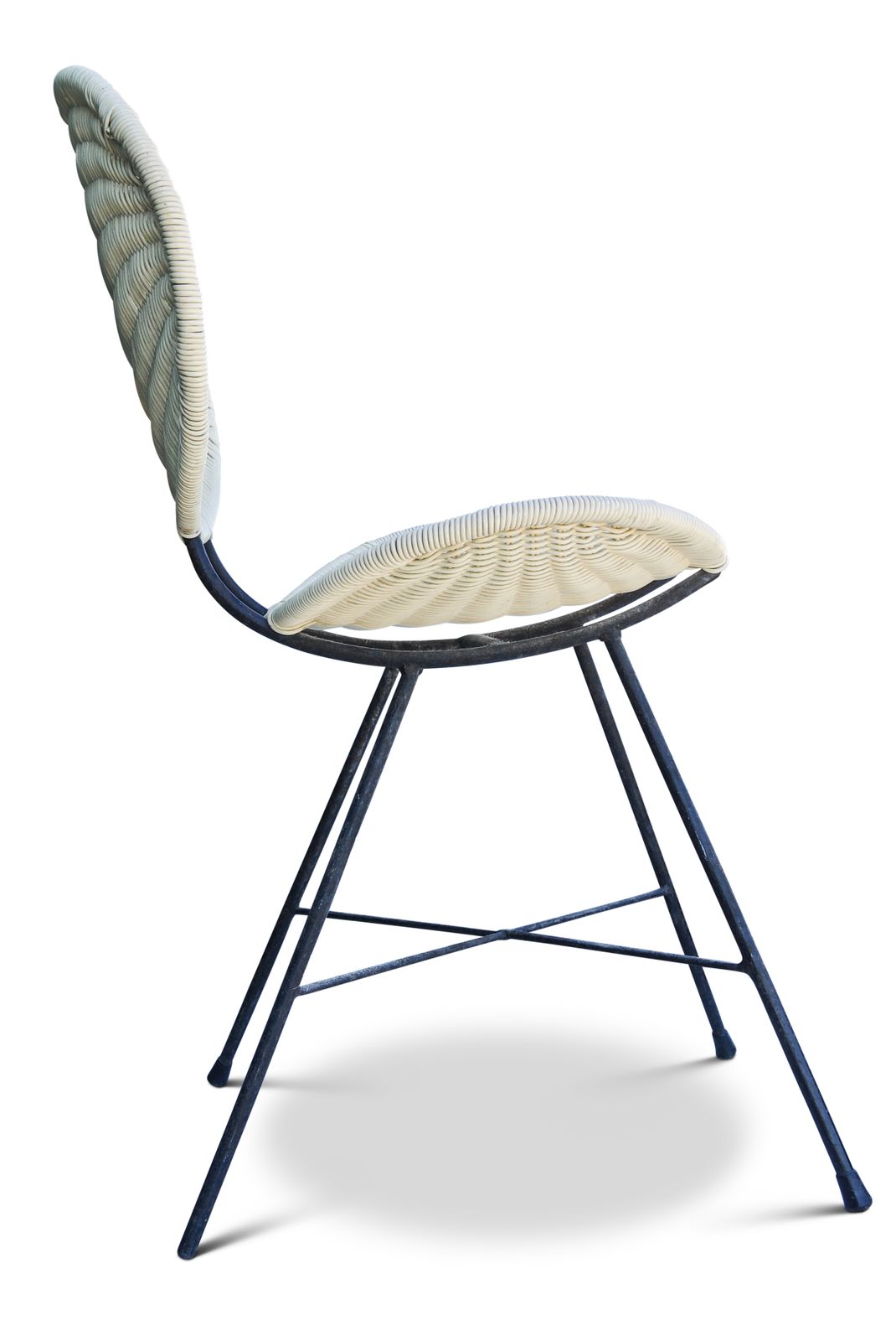Mid Century Modern Cream Rattan Butterfly Chair With An Iron Frame Circa 1950's Ol photo buy