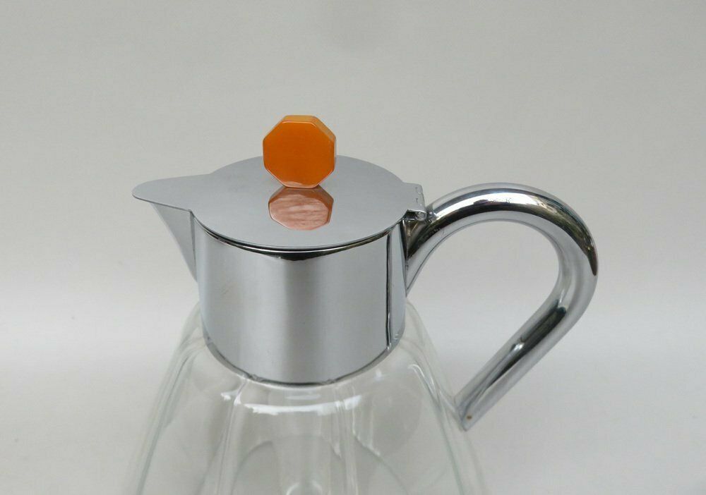 Art Deco Glass And Chrome Plated Carafe With Ice Insert, 1930s photo vintage