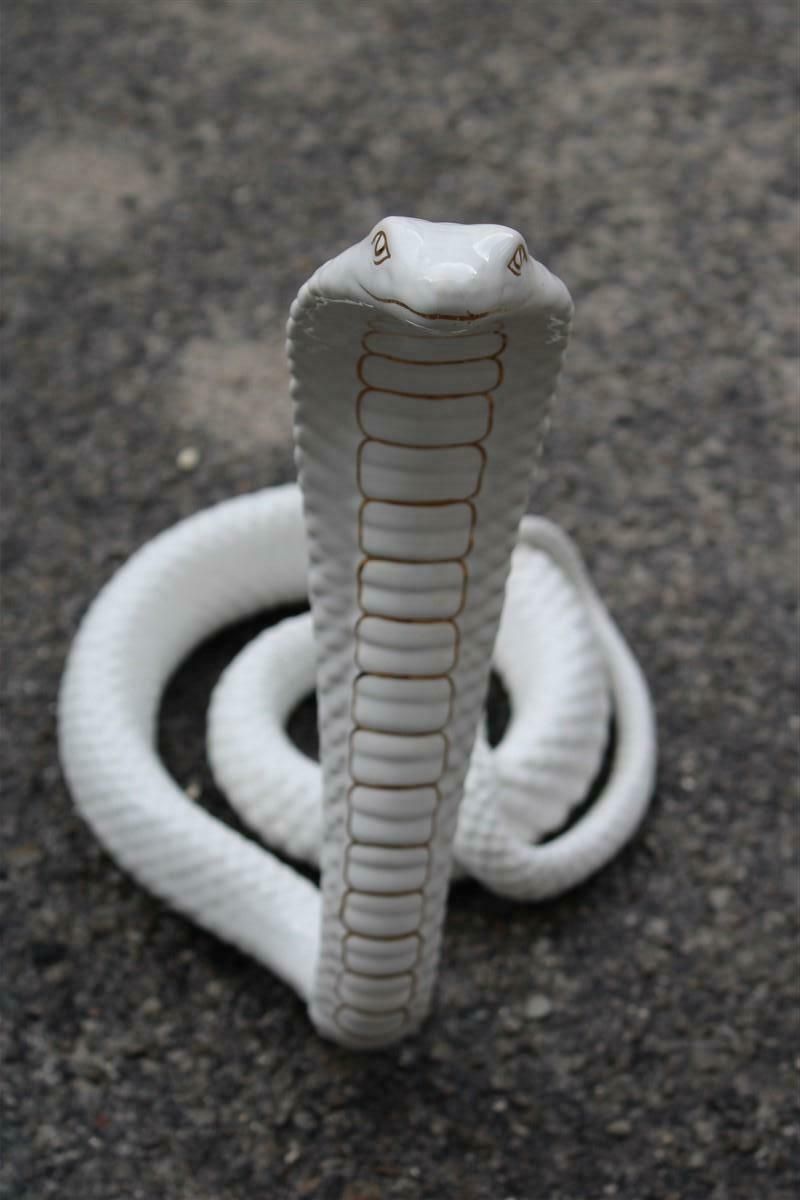 Snake Ornamental Sculpture In White And Gold Ceramic Tommaso Barbi, 1970s photo buy