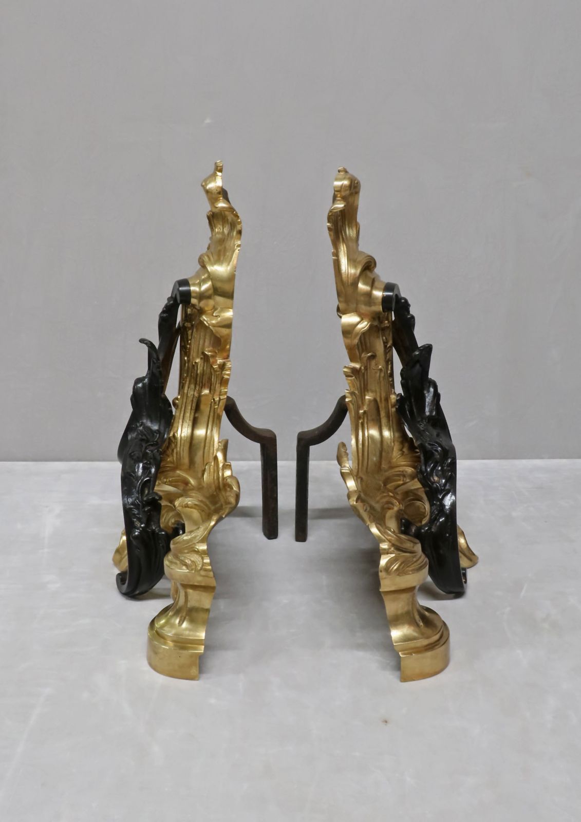 French Victorian Bronze And Bronze Gilt Fire Dog Chenets photo vintage