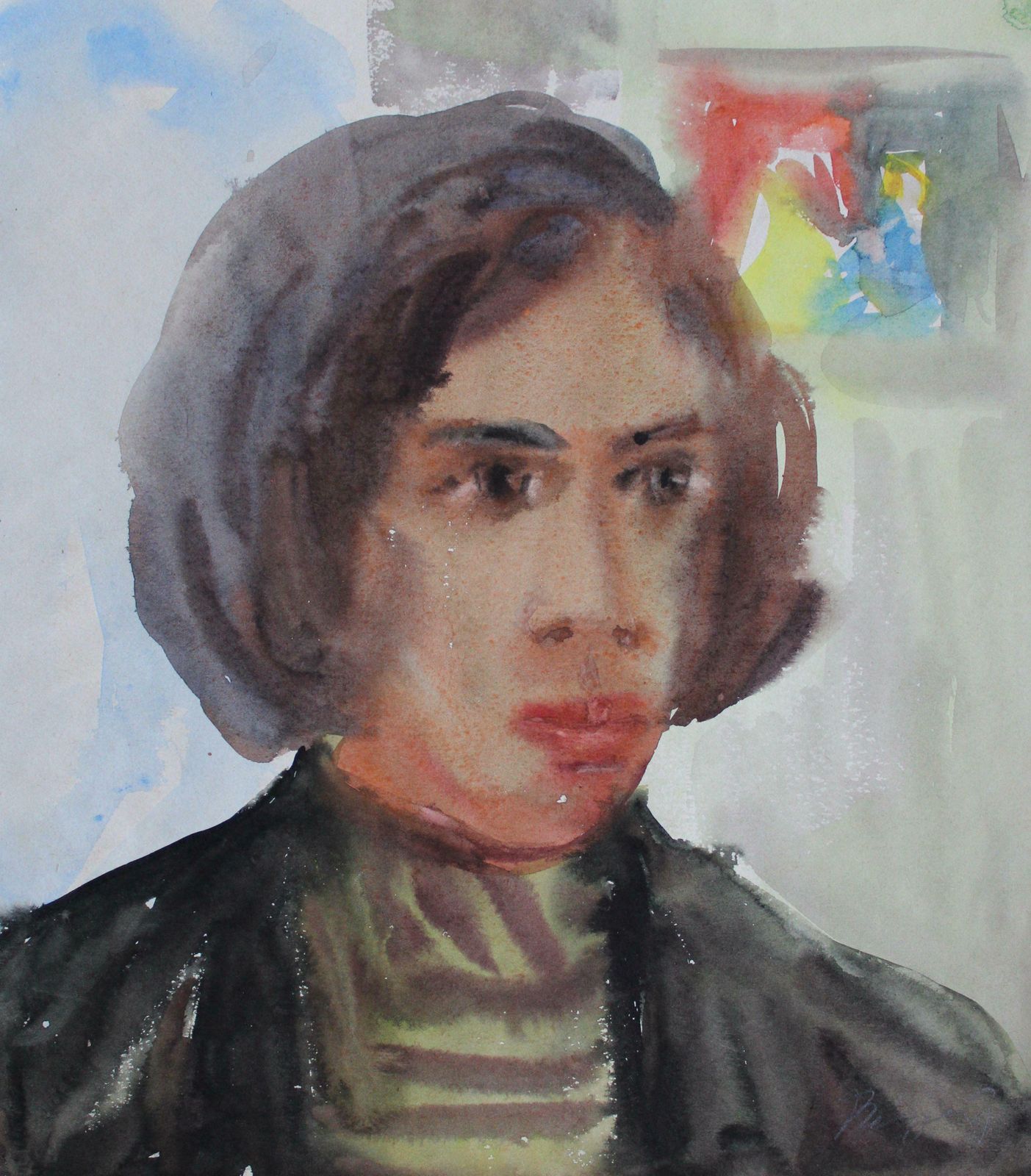 Dzidra Ezergaile Portrait. 1960s. Watercolour On Paper