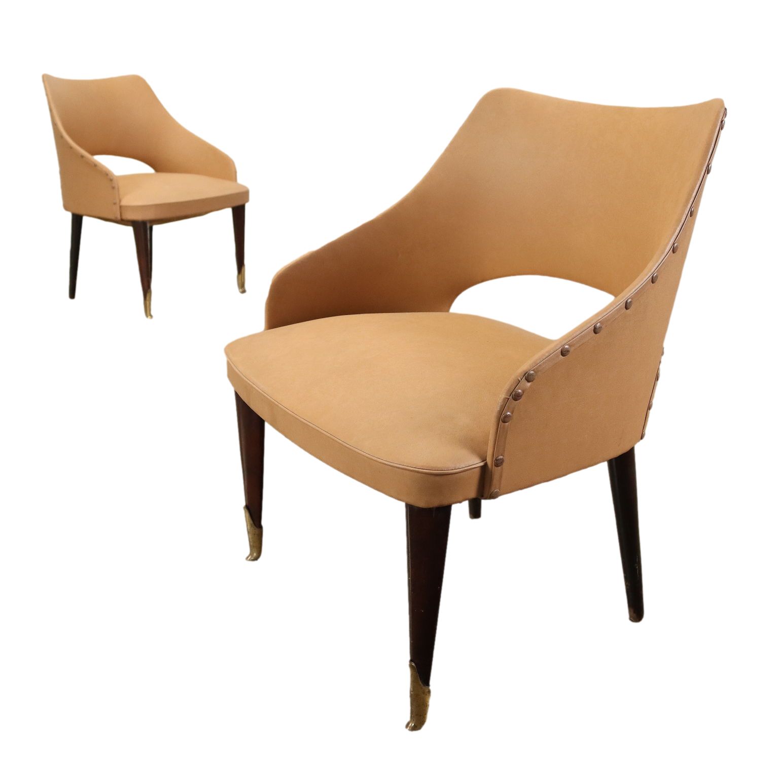 Pair Of Armchairs Wood Italy 1950s 1960s