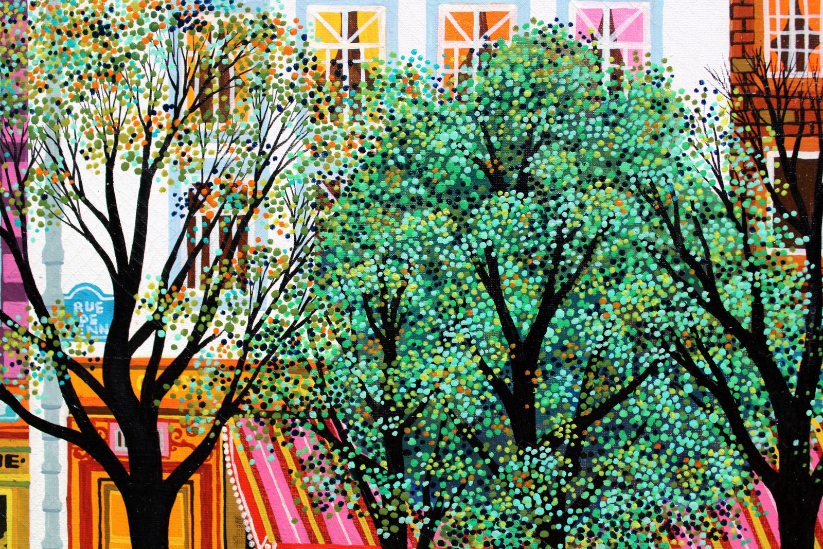 Hiro Yamagata Lively Paris Street. 1973. Oil On Canvas photo 16105.0