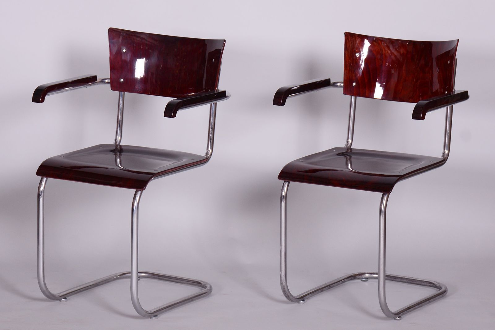 Set Of Two Restored Beech Bauhaus Armchairs By Mart Stam, Robert Slezak, Czechia, 1930s photo buy