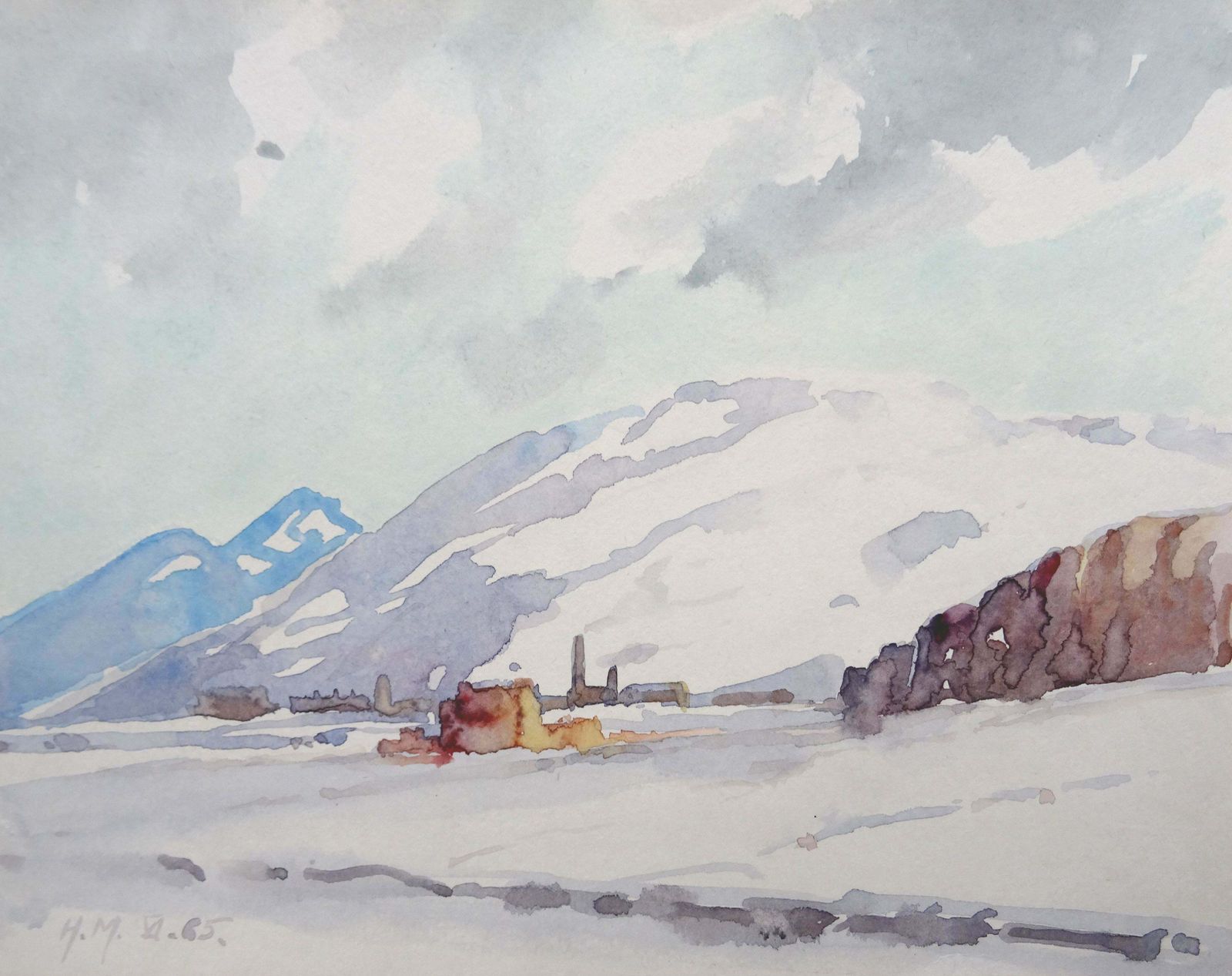 Herberts Mangolds Winter Landscape 1965, Paper/Watercolour