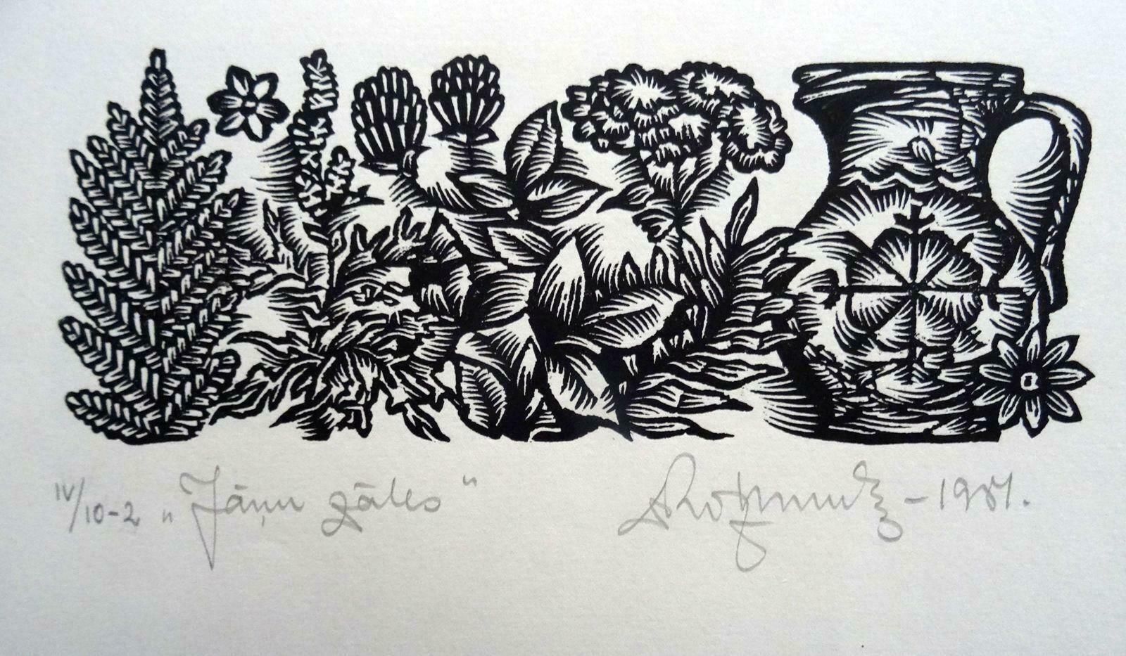 Dainis Rozkalns Solstice Flowers. 1984. Paper, Linocut, 1984
