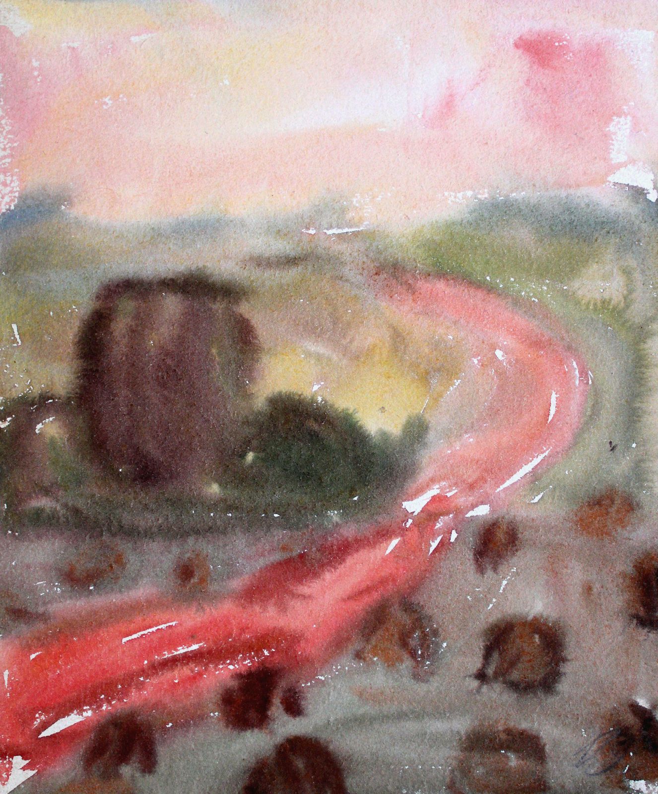Dzidra Ezergaile Haystacks. 1960s. Two Sided. Paper, Watercolour