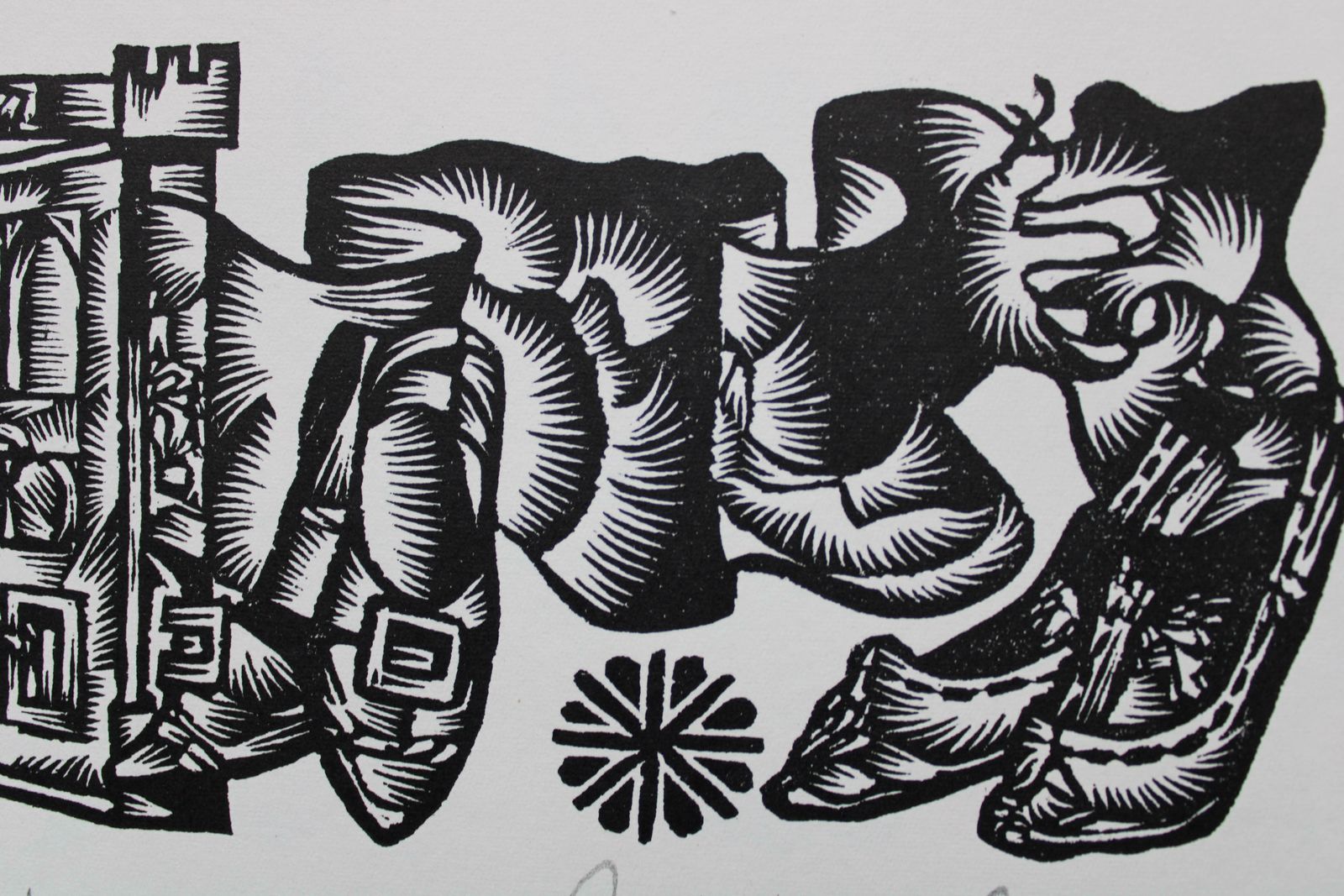 Dainis Rozkalns Life In Manor. 1982. Paper, Linocut photo for sale