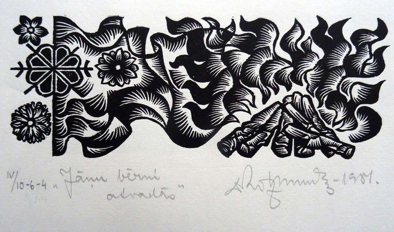 Dainis Rozkalns Kids Of Solstice. 1984. Paper, Linocut,
