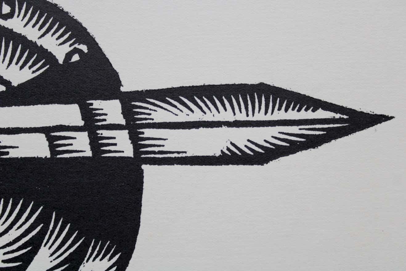 Dainis Rozkalns Sword And A Shield. Paper, Linocut, photo for sale