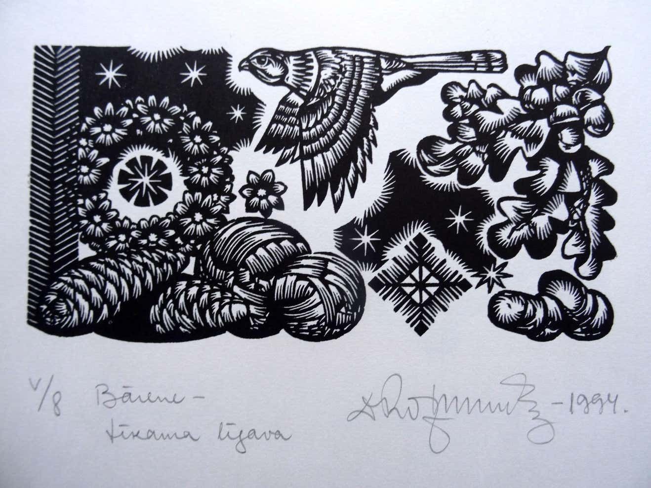 Dainis Rozkalns Bride. 1994. Paper, Linocut