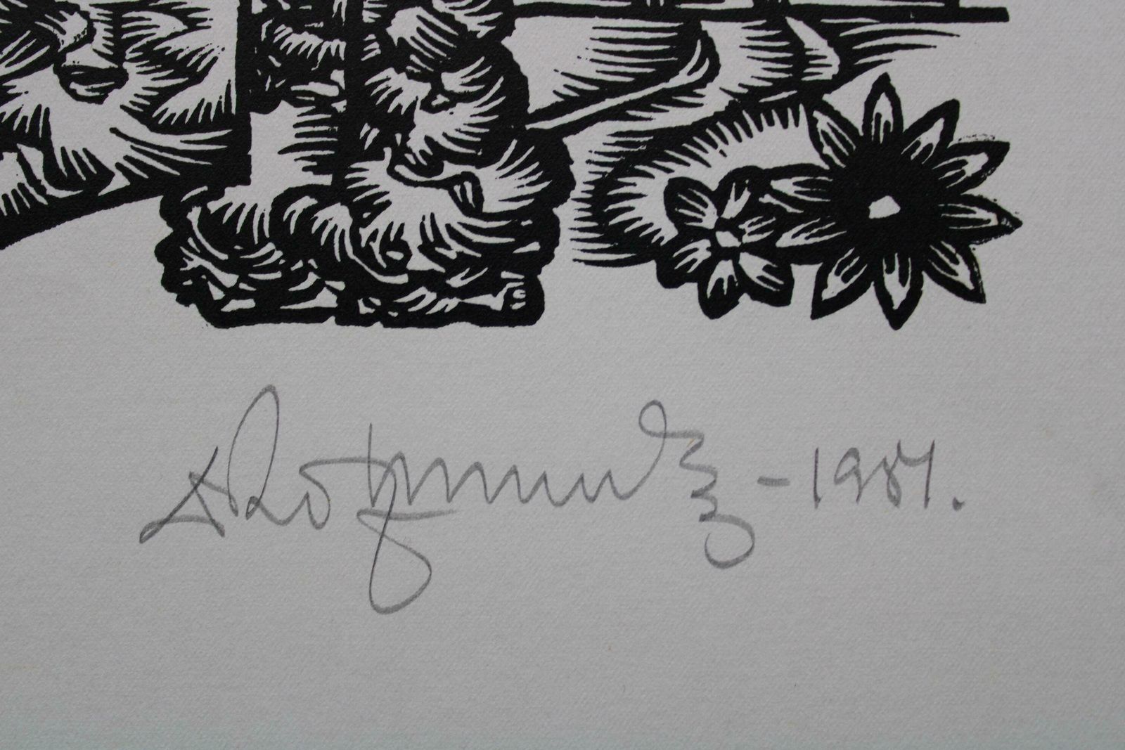 Dainis Rozkalns Seasons. 1984. Paper, Linocut 1984 photo for sale