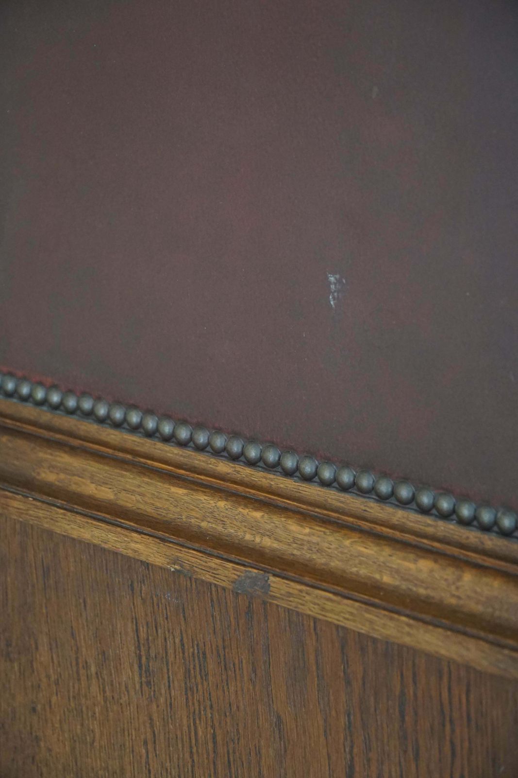 Furniture Otto Schultz, Swedish Modern Cabinet In Leather, Oak & Brass Nails, 1930s photo