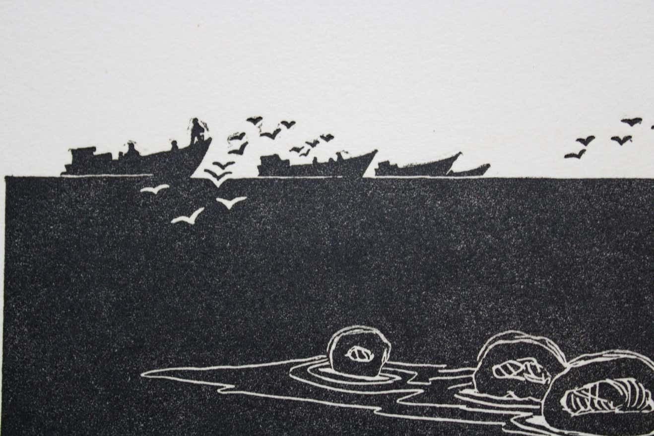 Dainis Rozkalns Calm Sea. Paper, Linocut, photo Art