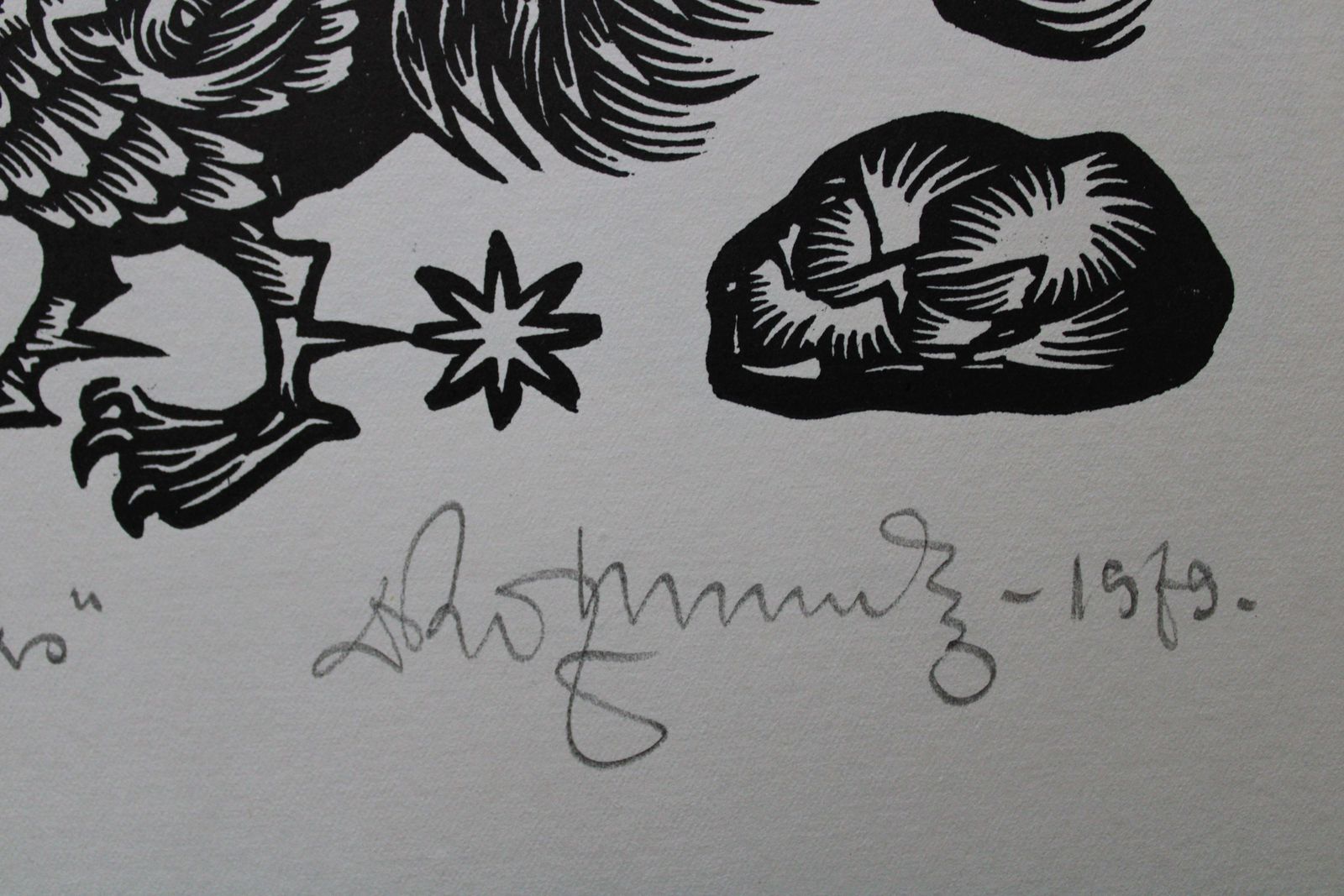Dainis Rozkalns A Flock Of Poultry. 1979. Paper, Linocut, 25x34 Cm photo Art