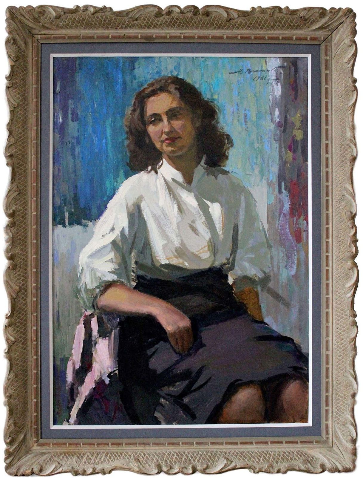 Alfejs Bromults Wife Portrait.Oil On Cardboard, photo furniture
