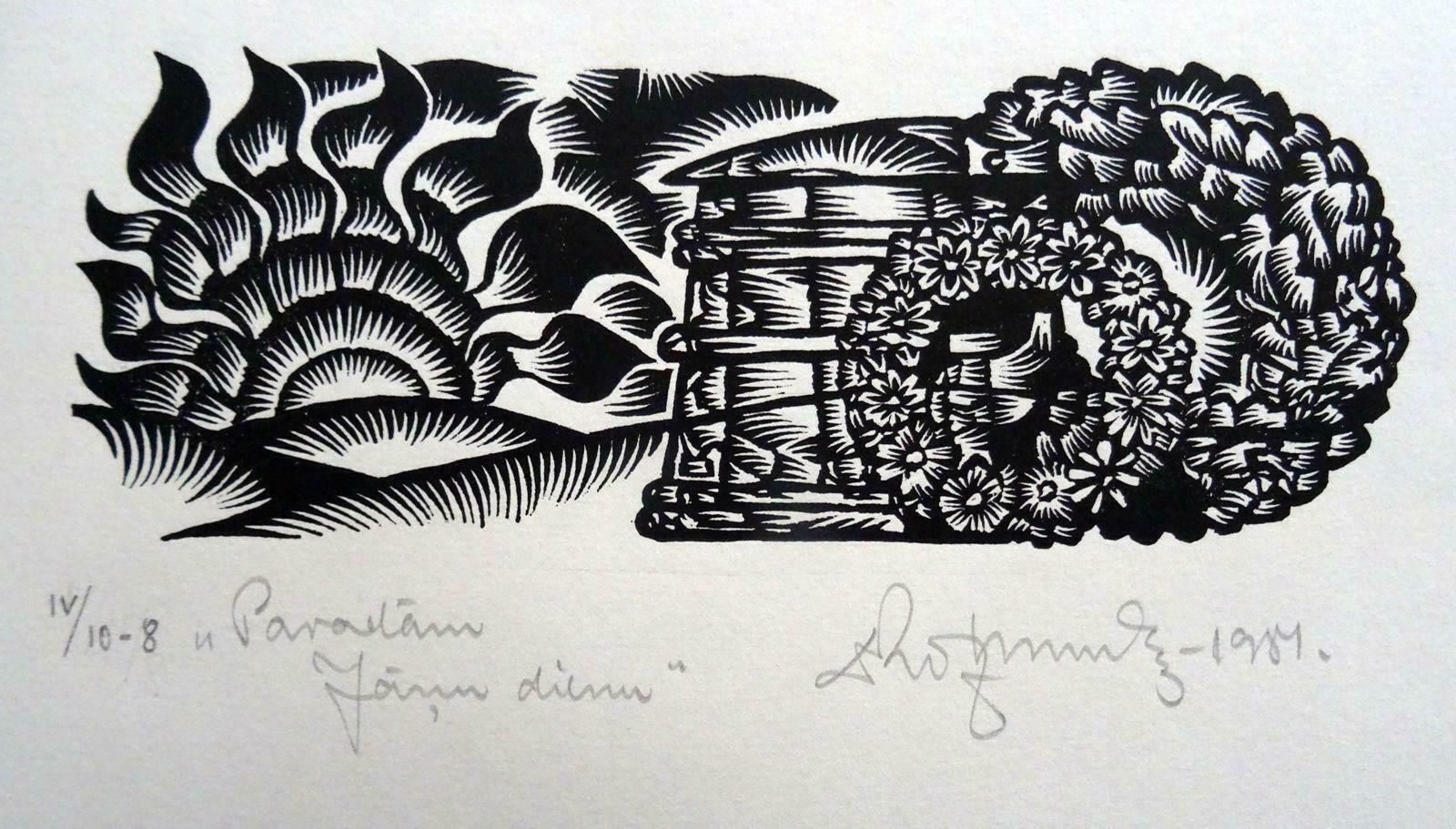 Day Of Solstice 1984 Paper Linocut