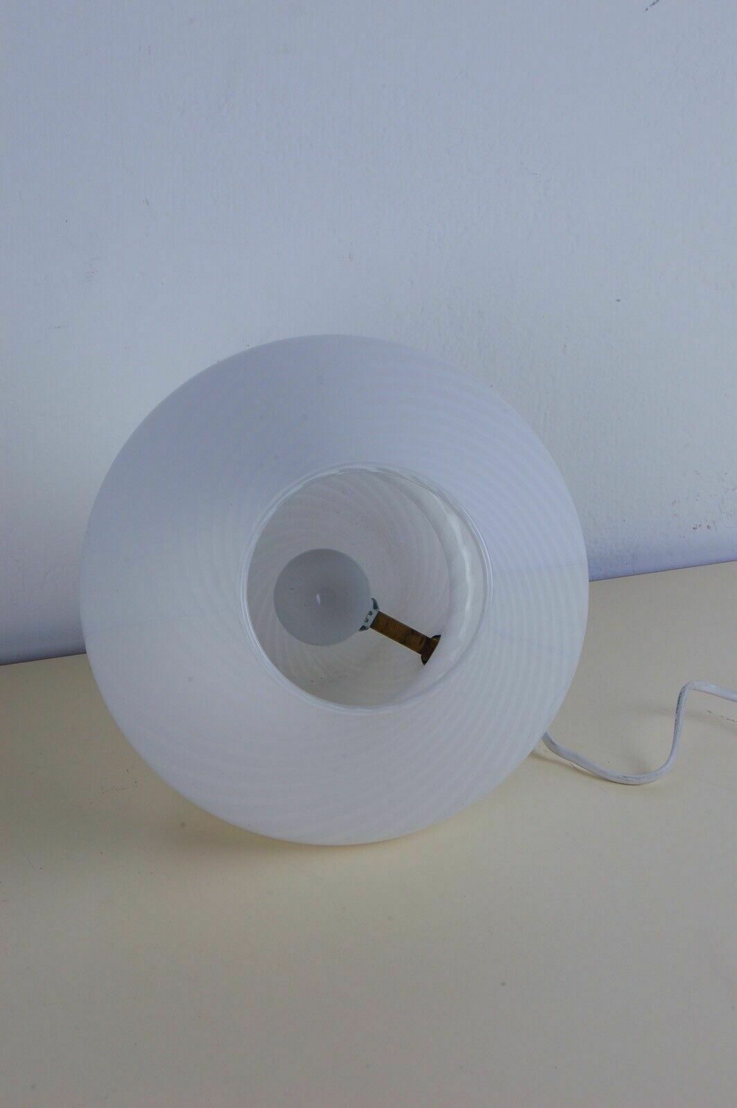 photo furniture Abat Jour 70s Design Table Lamp In White Murano Glass, Venini Style