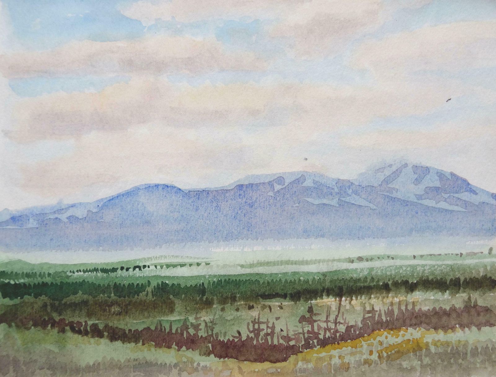 Herberts Mangolds Blue Mountain. 1975. Watercolour On Paper, 14x19 Cm 1975