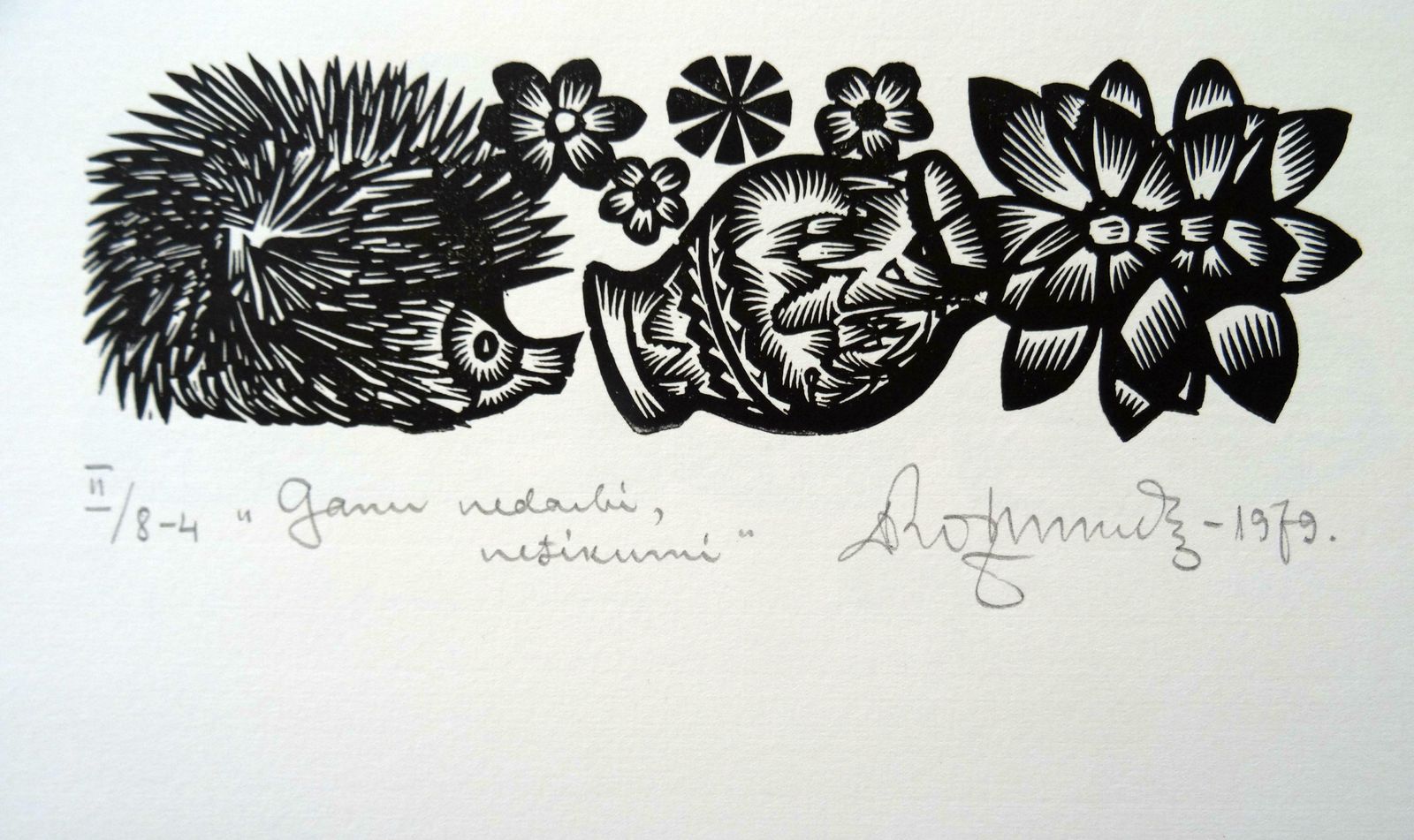 Herdsman's Misdeeds Vices 1979 Paper Linocut