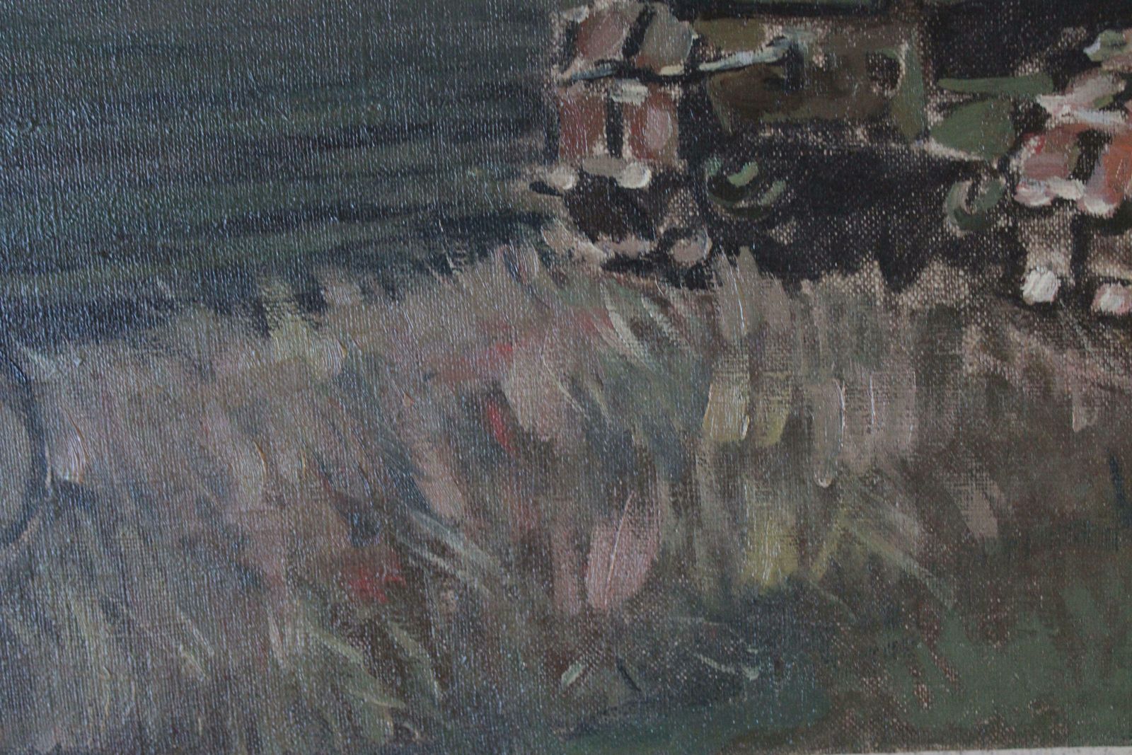 Jekabs Bine Afternoon. Workers With Lorry By The River. Oil On Canvas photo Art