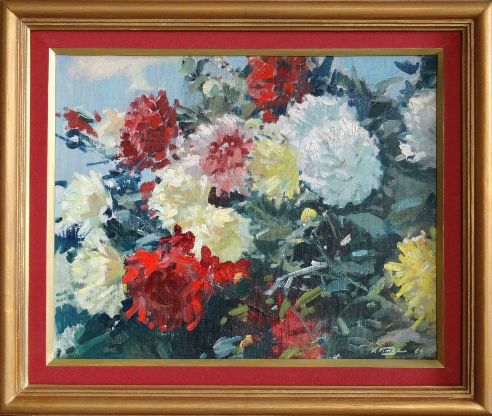 Voldemars Vimba The Flowers. Colourful Asters. 1964. Oil On Canvas, Board, 1950 photo furniture