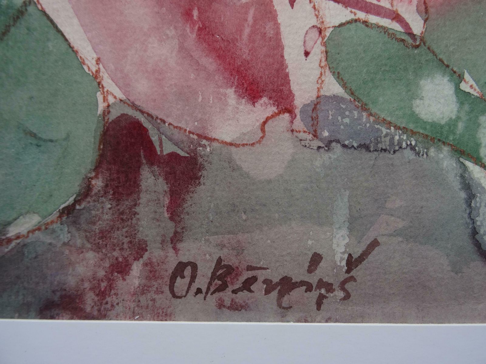 Oskars Berzins Roses. 1993, Paper, Watercolour, Pastel, photo furniture