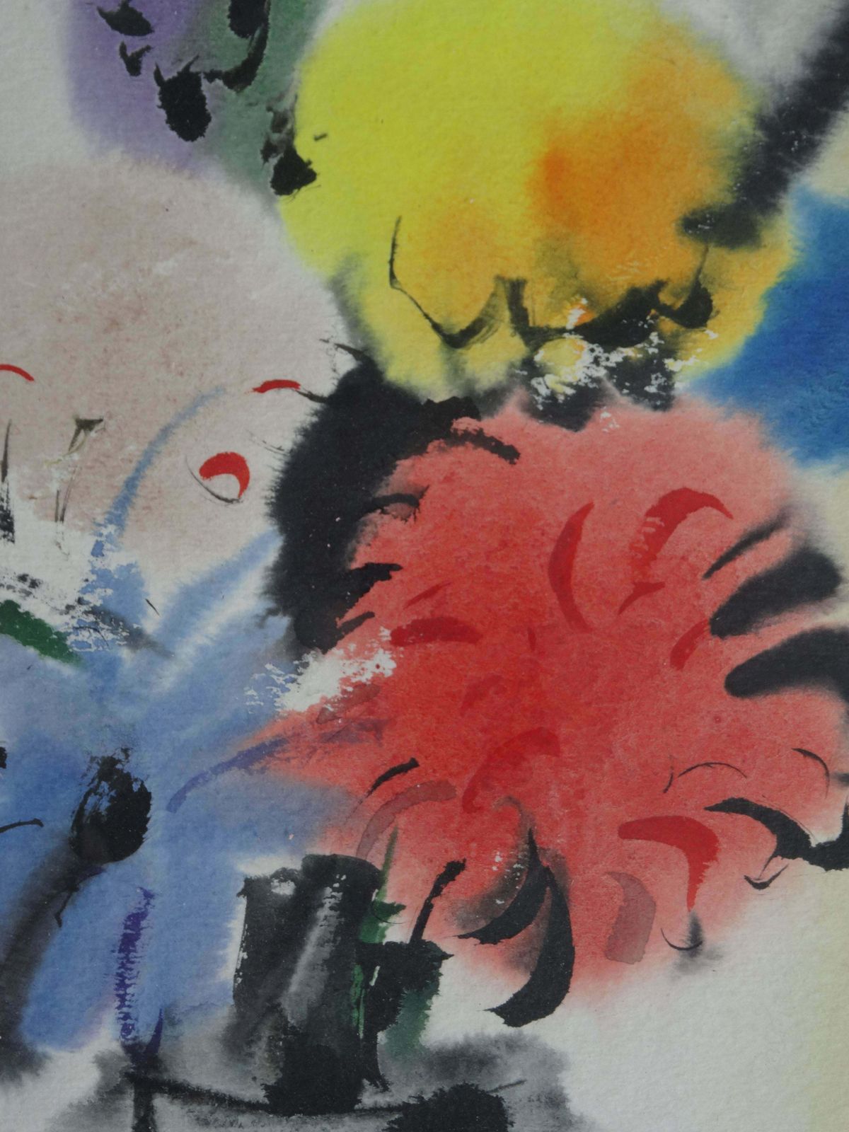 Oskars Berzins Colourful Flowers In Vase. 1992. Paper, Watercolour,  1992 photo buy