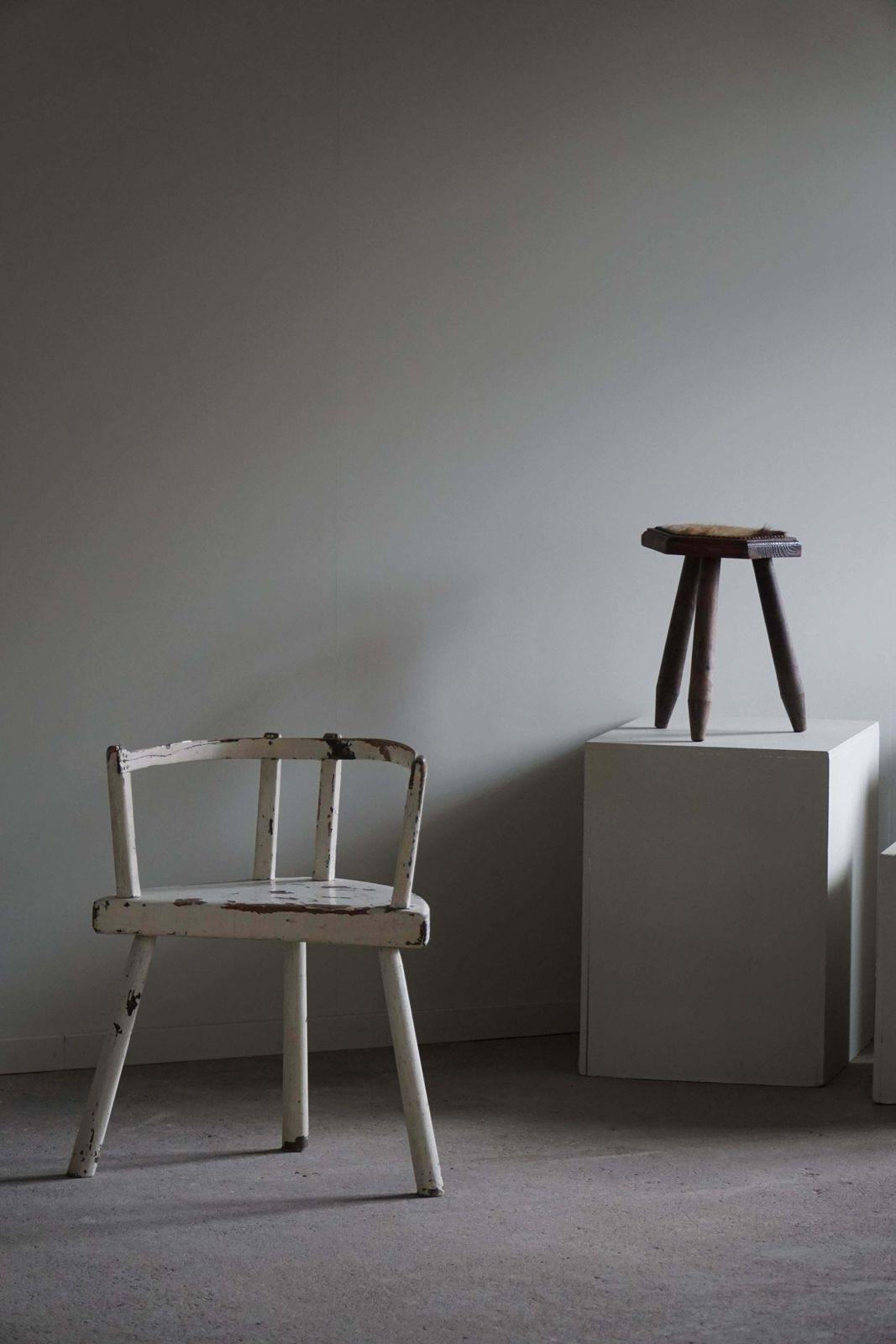 Decorative White Painted Armchair, Wabi Sabi, Early 20th Century photo furniture