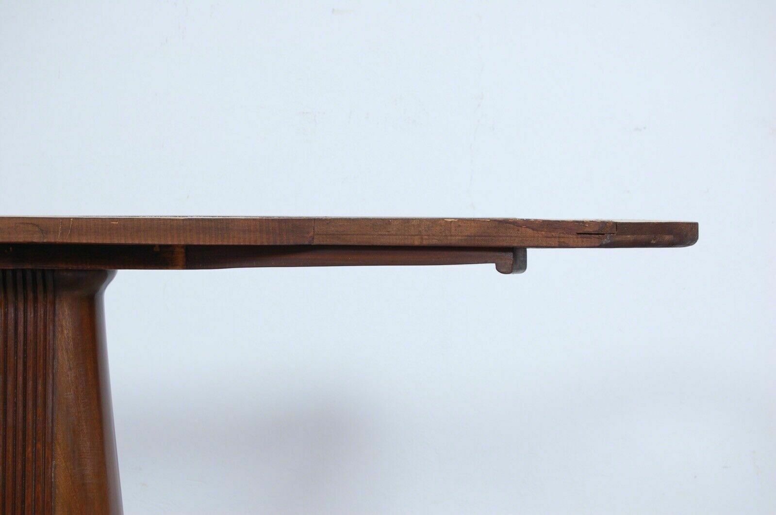 473.0 Vintage Oval Table In Walnut, Design Paolo Buffa Style, 1950s Italy, Glass Top photo