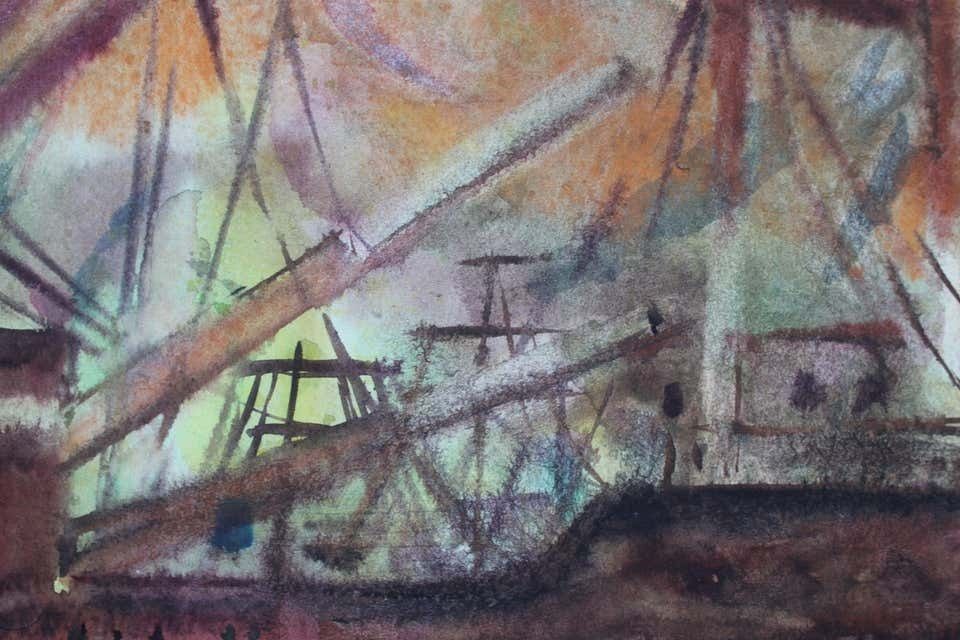 Dzidra Ezergaile Ship. 1964. Watercolour On Paper photo 85.0