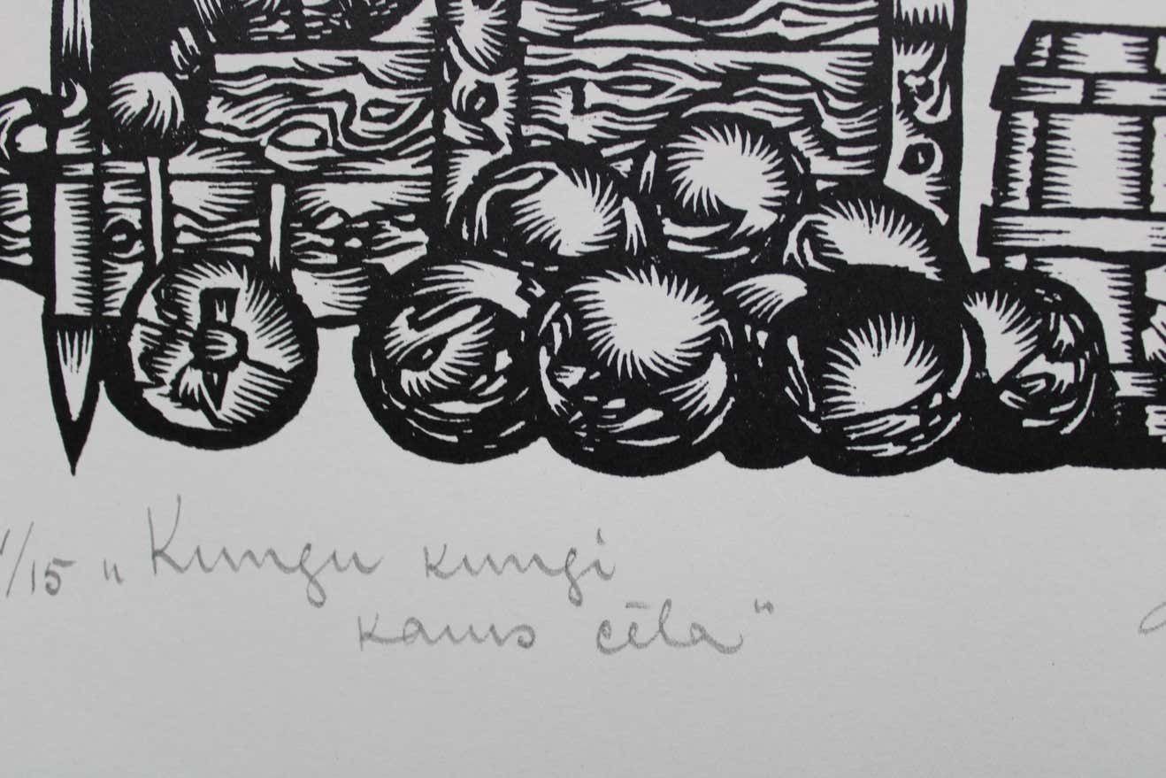 Dainis Rozkalns Battle. 1982. Paper, Linocut photo for sale