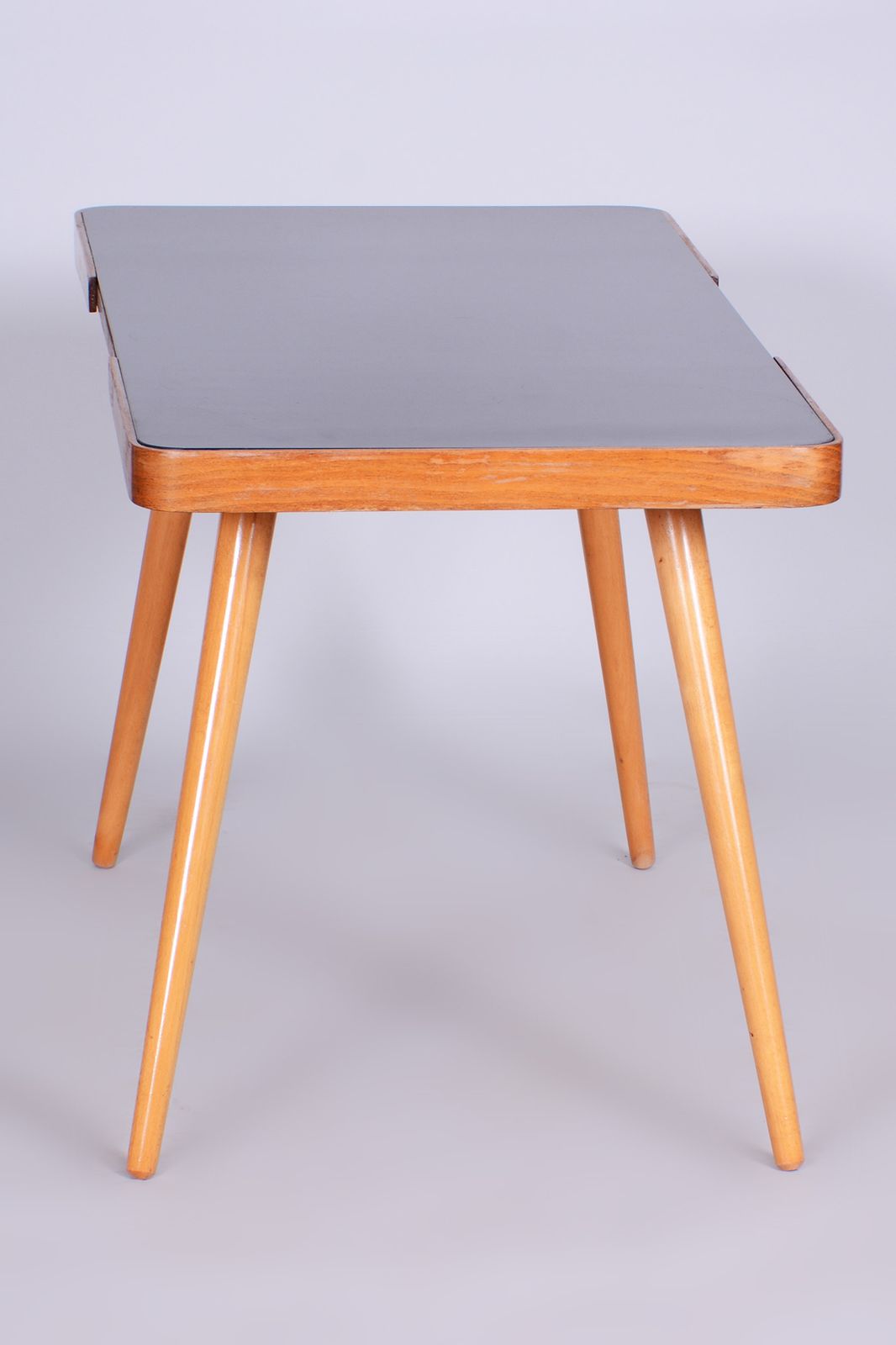 Original Coffee Table By Interier Praha, Beech, Opaxit Glass, Czechia, 1960s photo vinterior