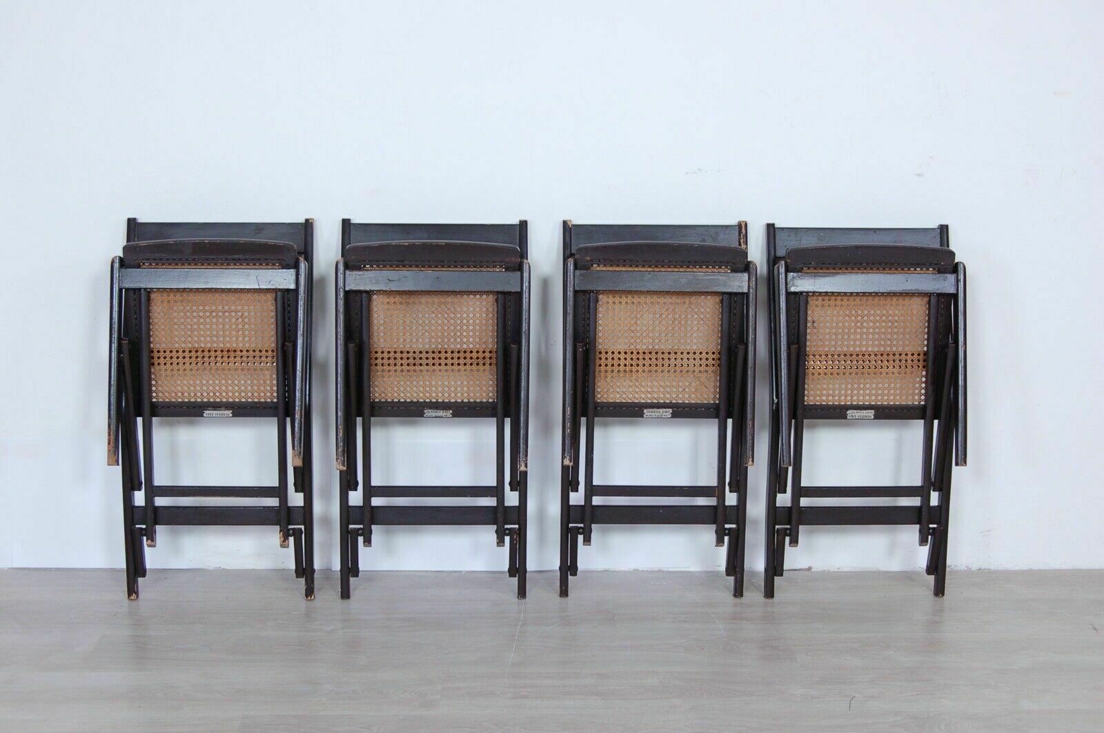 Furniture Vintage Wooden Folding Chairs Set Of 4 Vienna Straw Seats Design Fratelli Zari photo